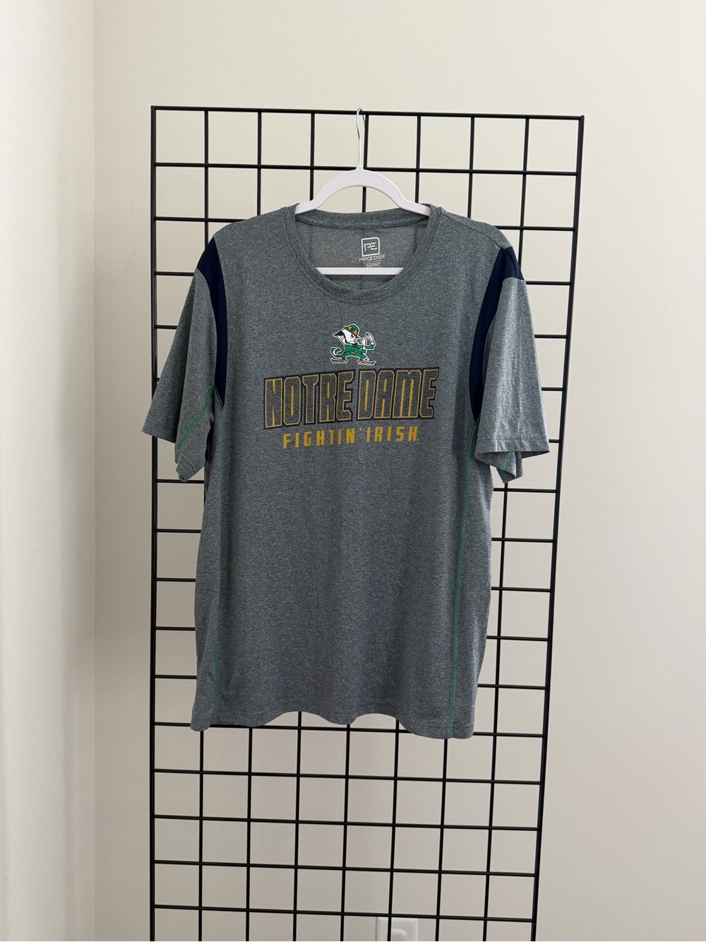 Pro Edge Gray Notre Dame Fightin' Irish Graphic Tee with Green & Gold Accents